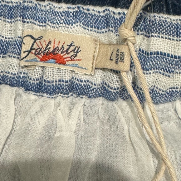 Faherty Women's Button Front Low Tide Stripe Whitley Skirt Blue White Size L NWT - Picture 10 of 12